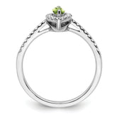 14k White Gold 1/5 carat Lab Grown Diamond VS/SI+ G+ and Peridot August Birthstone Ring
